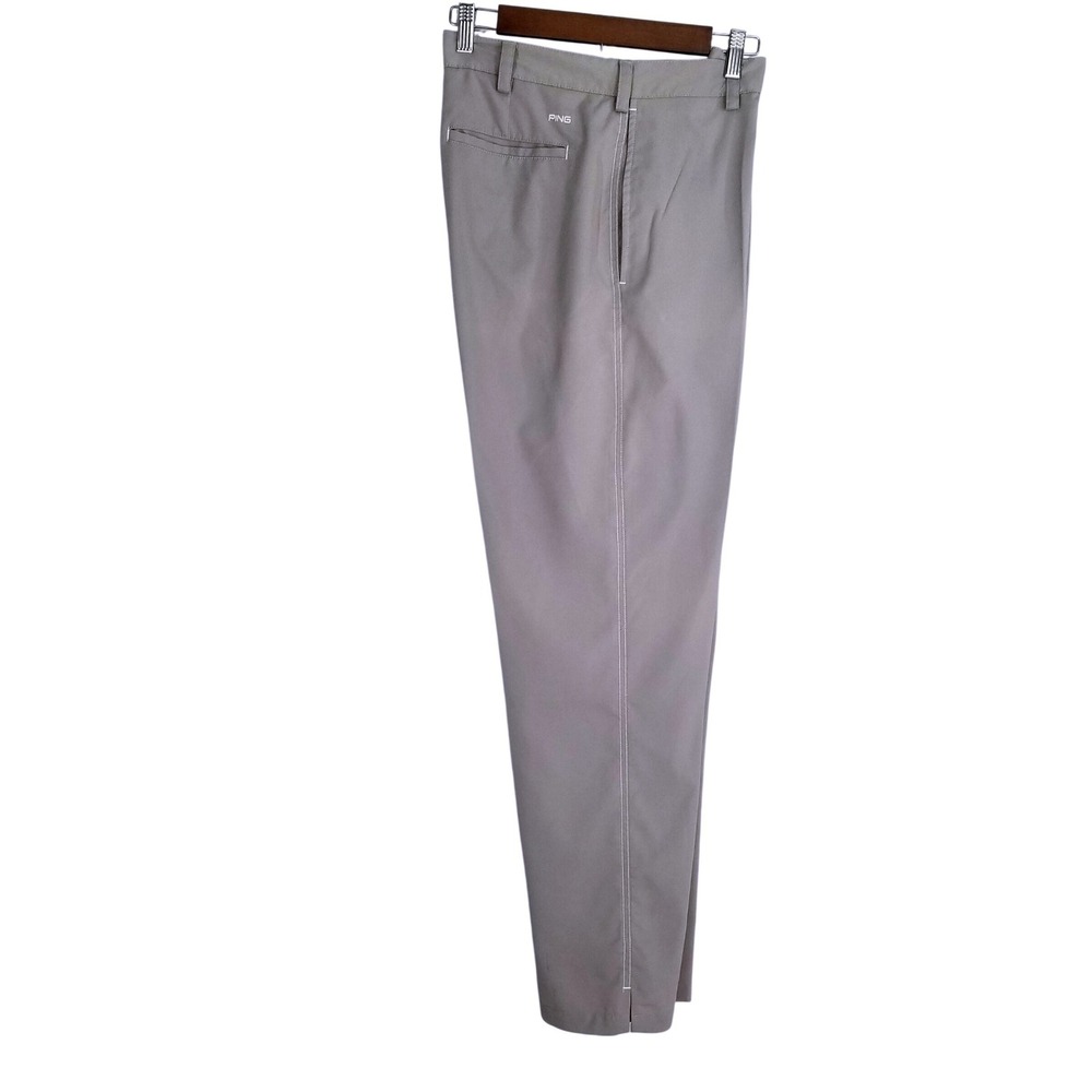 Ping Mens Golf Performance Pants Gray Stretch Flat Front Side Slit 36x32